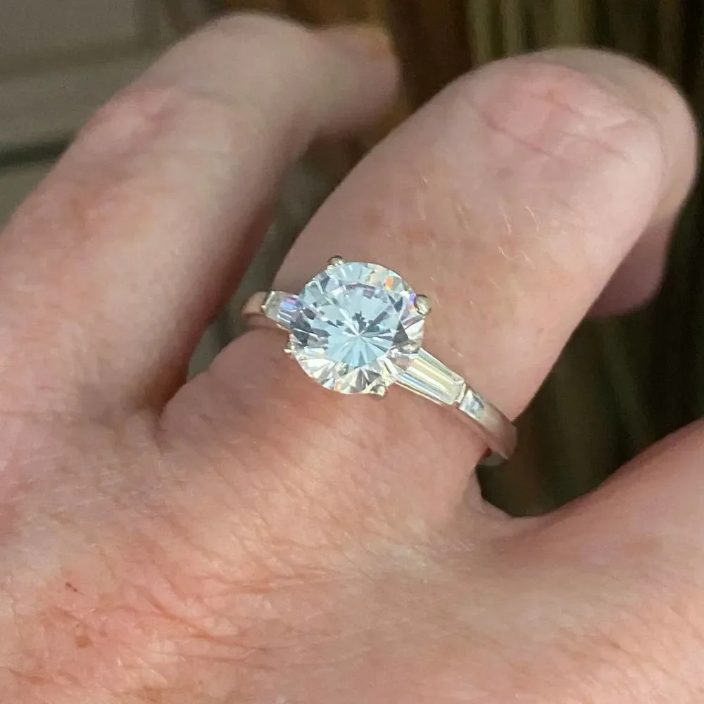 Sterling Silver CZ Engagement Ring Size 10